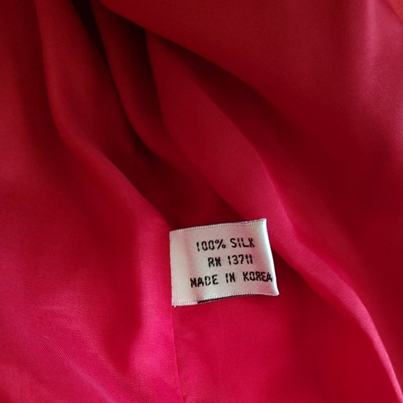 Vintage Red Valerie Stevens 100% Silk 2-Piece Skirt & Jacket Suit-Size 6 - Picture 10 of 11
